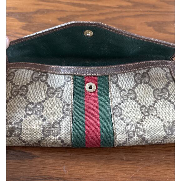 RARE Two Tone GG Logo Gucci Sherry Line Long Wallet 70s 80s - Picture 9 of 9